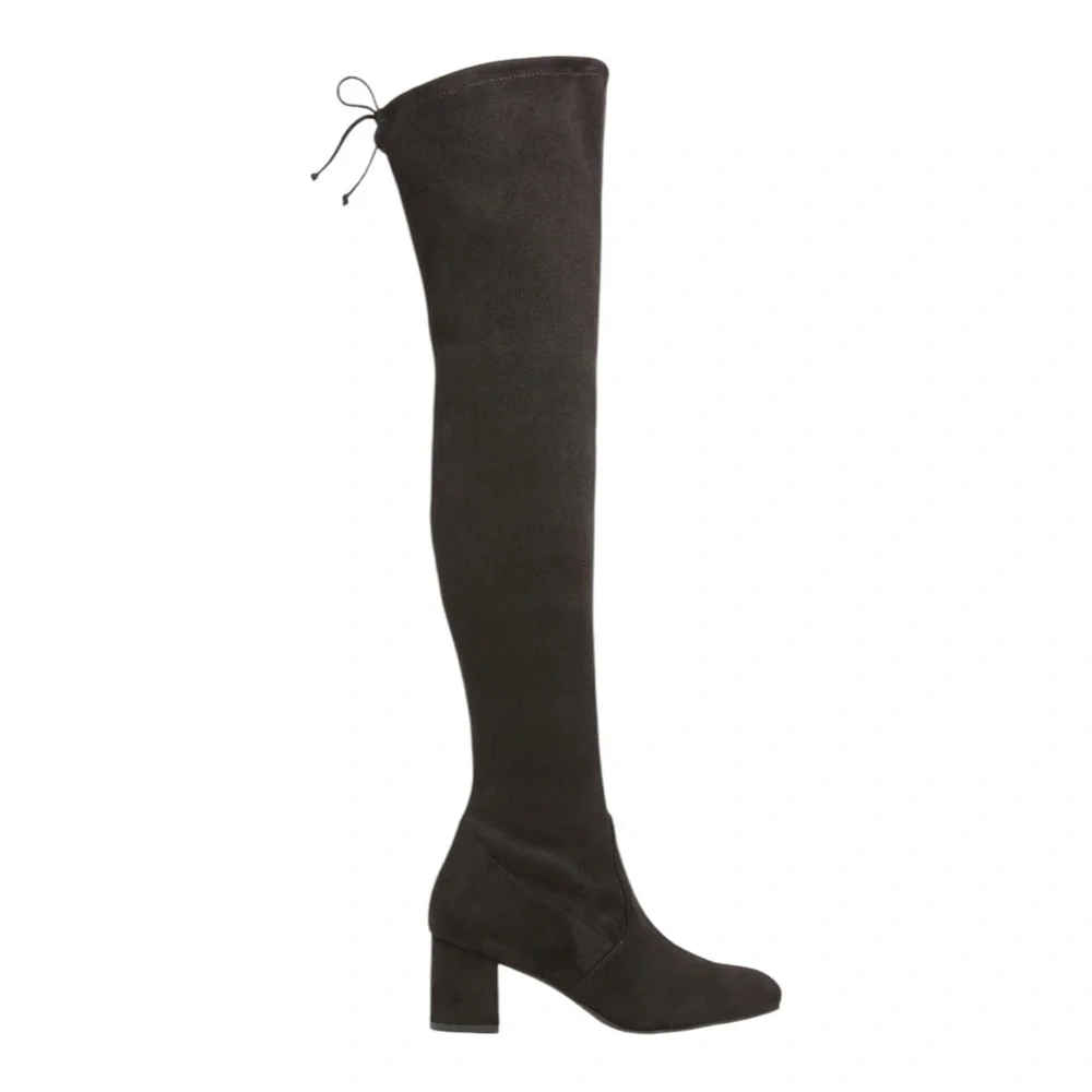 Stuart Weitzman Genna 60 City Suede Over The Knee Boots Black Slim Calf Size 7